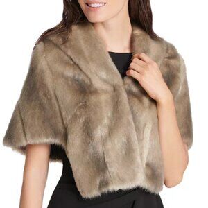 Eliza J Faux-Fur Capelet Size M Cropped Shawl Collar Wrap